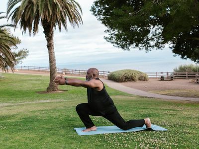 Senior person doing gentle yoga movements